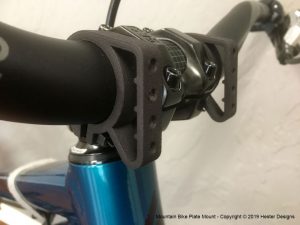 Mountain bike number plate mount by Hester Designs Patent Pending © 2019