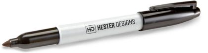 Black sharpie marker with Hester Designs logomark imprint