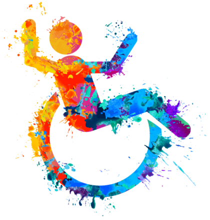 Colorful painted ada compliant handicap icon
