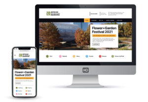 Myriad botanical gardens website 2022 mockup displayed on desktop screen and mobile phone screen