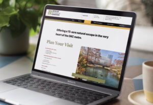 myriad gardens website 2022 visit us page displayed on MacBook Pro screen