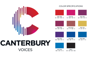 Canterbury Choral Society Logo with color specifications by Hester Graphics