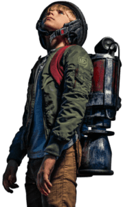 Young boy with a jet pack ready to launch his new business.