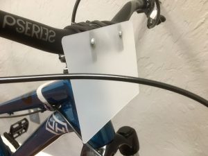Mountain bike number plate mount by Hester Designs Patent Pending © 2019
