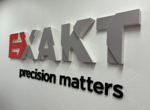 Hester Designs created a cool 3D logo installation for Exakt Technologies.
