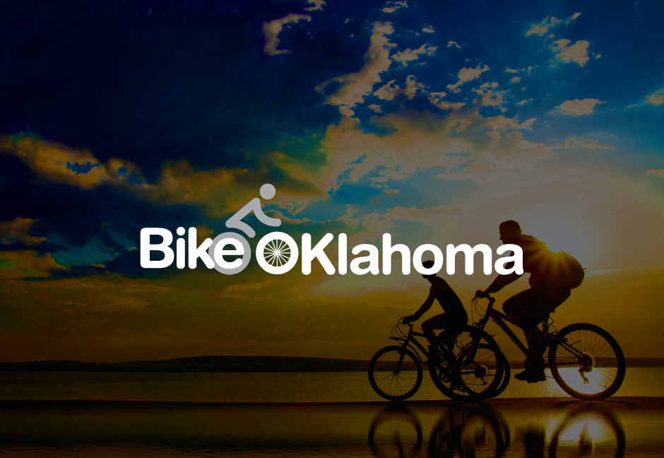 decorative background with bike oklahoma logo foregound