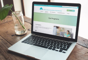 children's receiving home of Sacramento website interior page on laptop screen