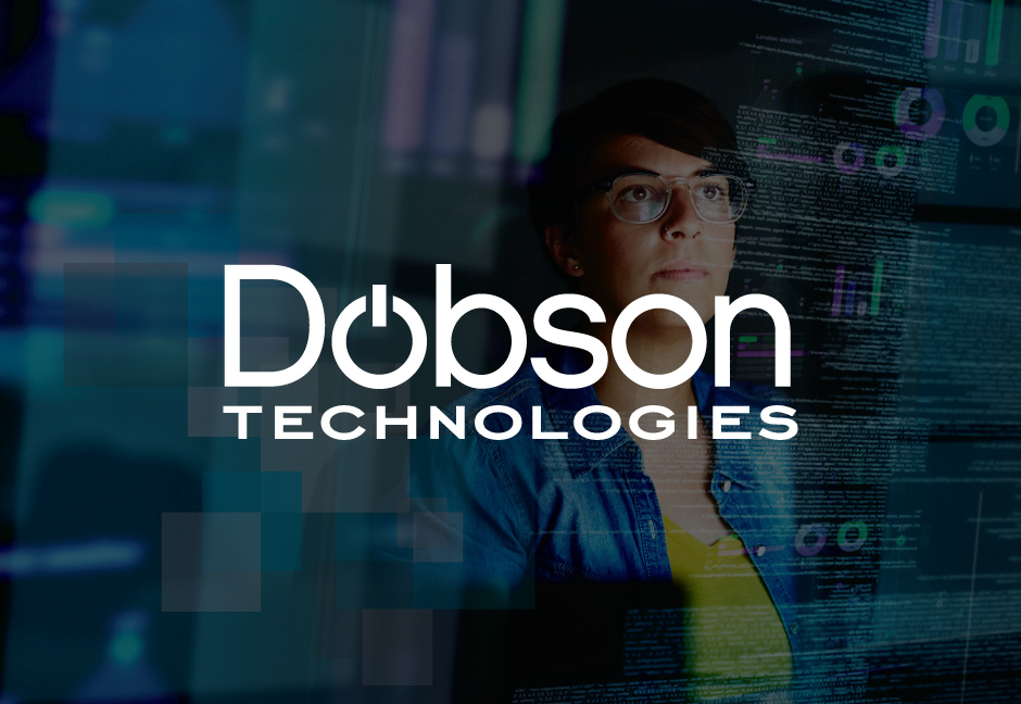 decorative background with dobson technologies logo foregound