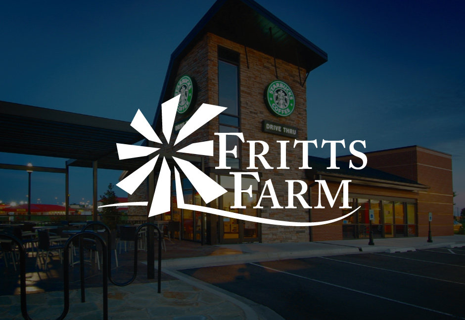 decorative background with fritts farm logo foregound