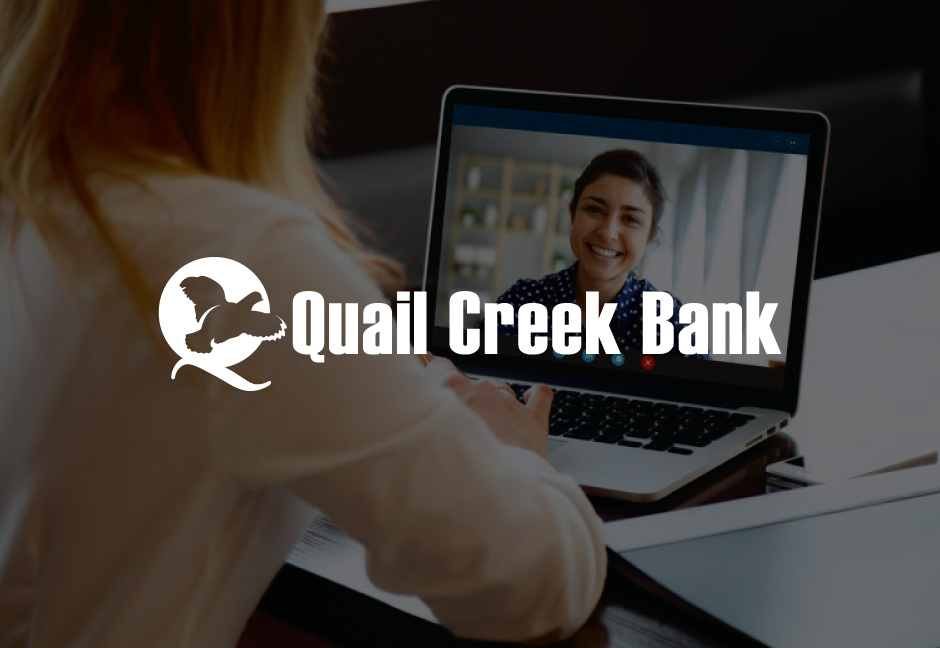 Quail Creek Bank logo on decorative background