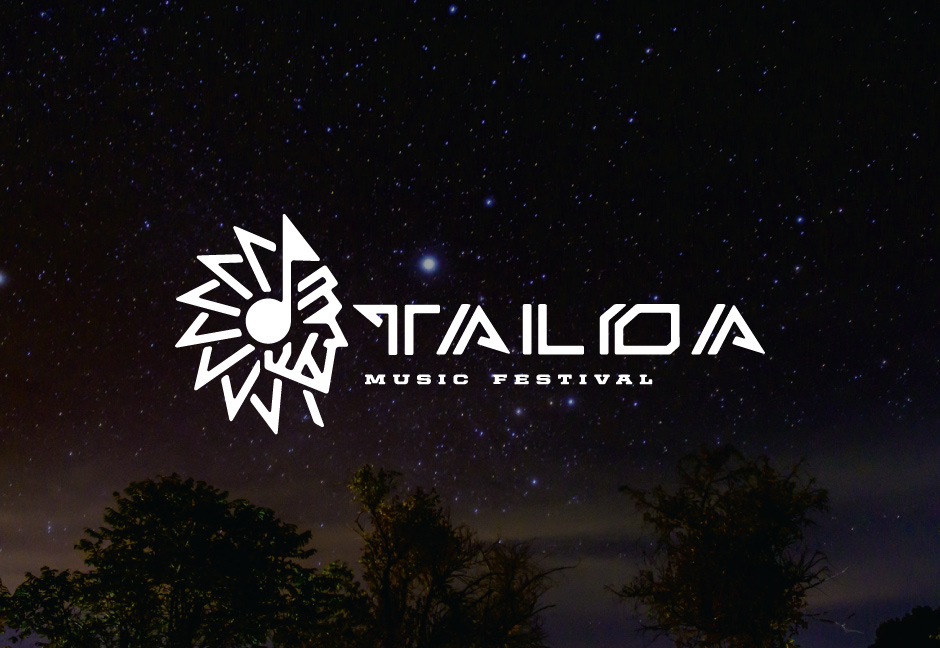 decorative background with tall music festival logo foregound