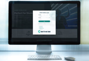 quail creek bank online banking login popup screen displayed on iMac screen
