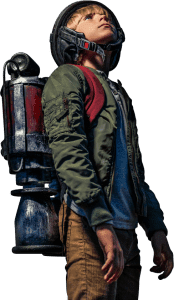 Young boy with a jet pack ready to launch his new business