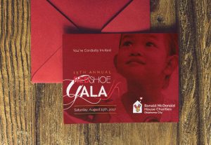 Ronald McDonald House Charities Oklahoma Fundraiser Gala invitation and envelope