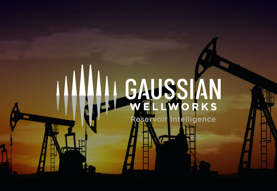 gaussian wellworks logo overlayed on image of oil pump jacks