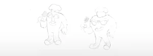 second phase with two more characters drawn