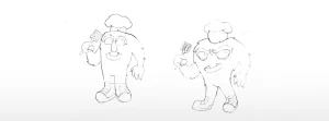 second phase with two more characters drawn